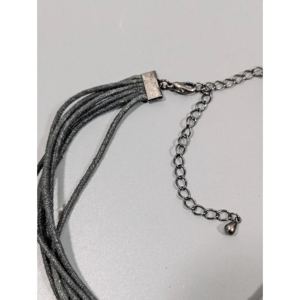 Black‎ Heart Pendant Necklace Gothic Rhinestone Multi Cord Y2K 17